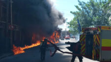 Incendio de colectivo en Lanús